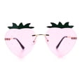 thumbnail image 5 of Womens Funky Strawberry Heart Shape Rimless Lolita Metal Frame Sunglasses Gold - Pink, 5 of 8
