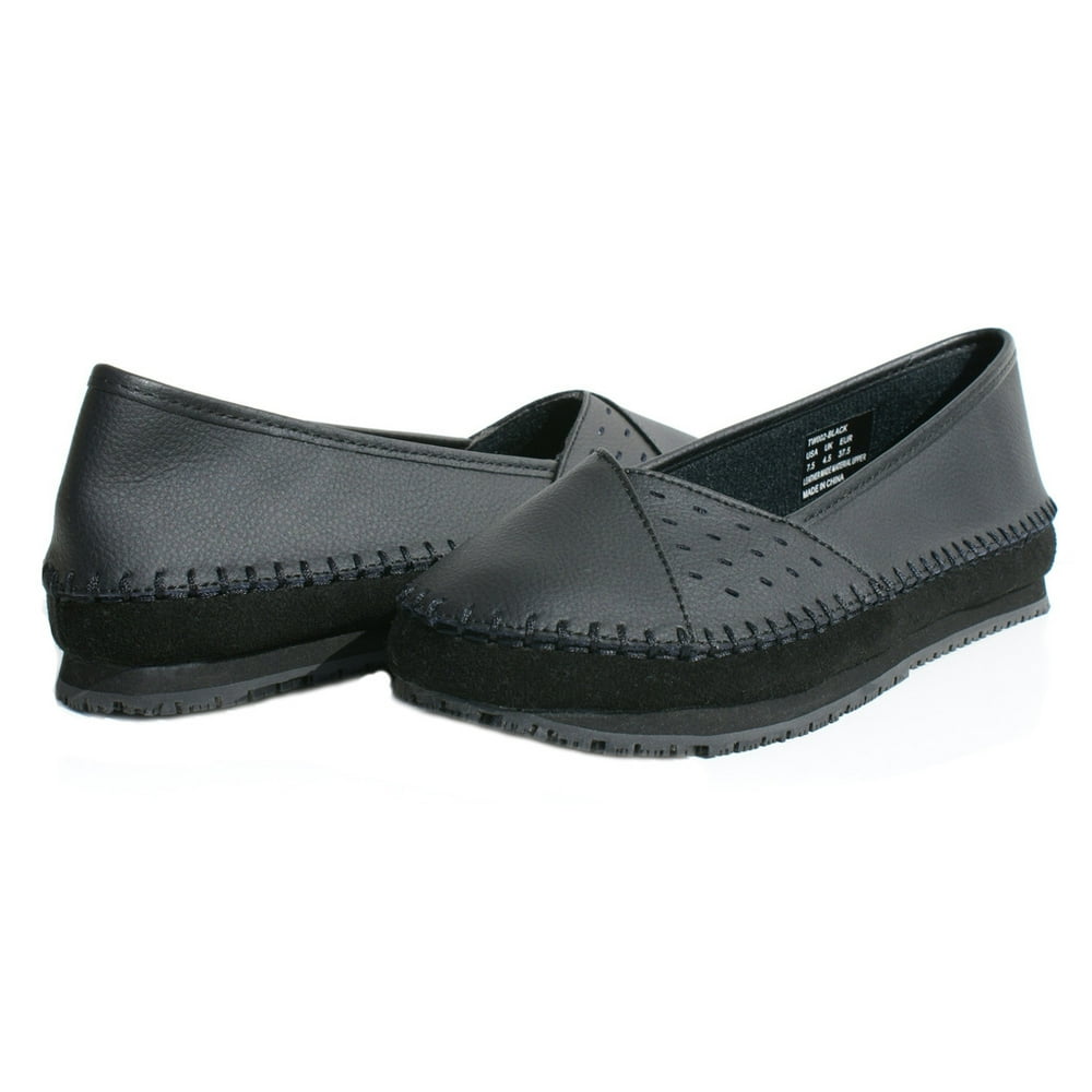 Own Shoe OwnShoe Women's Slip Resistant Leather Flat Shoes Loafer