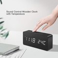 thumbnail image 2 of Reloj digital de madera: reloj despertador LED multifuncional con Visualización de hora/fecha/temperatura y control de voz Negro, 2 of 5