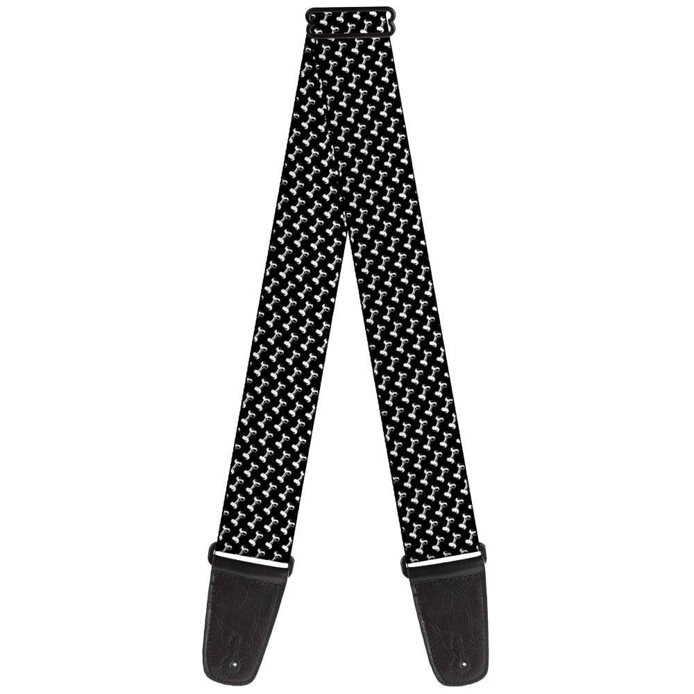 Buckle-Down Guitar Strap, Dog Bone Black White, 2 Inches Wide