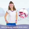 thumbnail image 6 of Sweat Band Set Sports Terry Cloth Headband Wristband Set 8"x2" Sweat Absorbing Head Band Pink, 6 of 7
