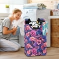 thumbnail image 5 of Yayeee Freestanding Laundry Hamper with Handle Collapsible Large Storage Basket for Clothes, Vibrant Art Flowers, 5 of 7