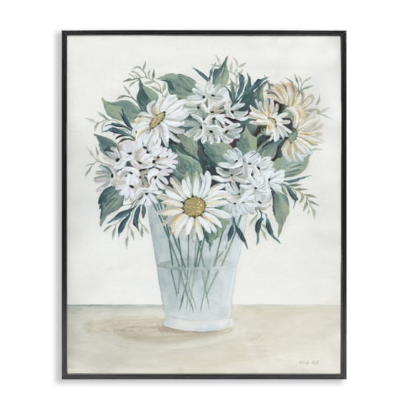 Stupell Industries Farmhouse Wildflower Daisies Floral Bouquet Arrangement Glass Vase Black Framed Giclee Art, 16 x 20, by Cindy Jacobs