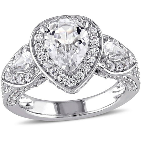 Miabella 4-7/8 Carat T.G.W Created White Sapphire Sterling Silver Halo Engagement Ring