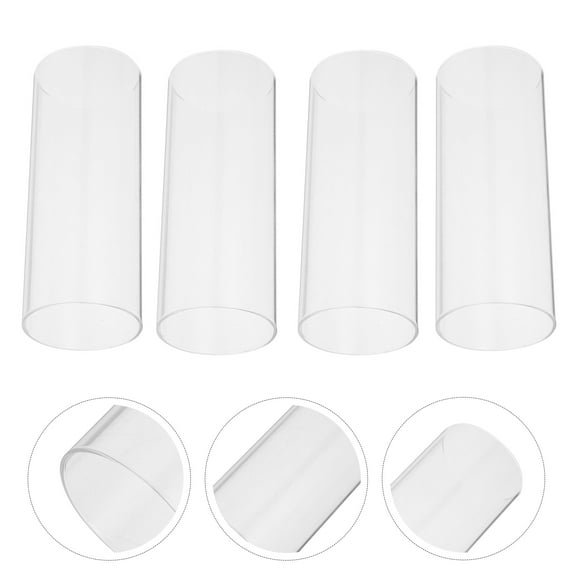 Raindrops  4 Pcs Cylinders Glass Candle Lampshade Covers Transparent