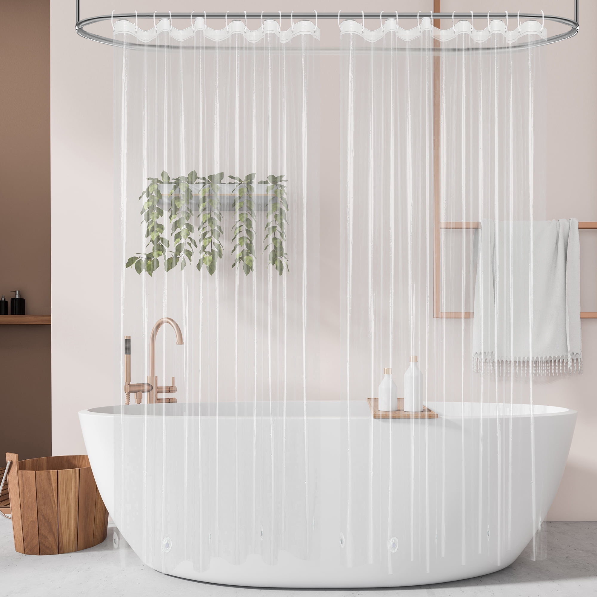 Inosoo Clear Shower Curtain Liner, 72"x 72" Light Weight PEVA Plastic Shower Curtain , Waterproof Transparent Shower Liner with Magnets, Mold & Mildew Resistant (Pack of 2)