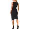 thumbnail image 3 of INSPIRE CHIC Women’s Sleeveless Twist Front Wrap Waist Asymmetrical Hem Split Bodycon Midi Dress Black XS, 3 of 5