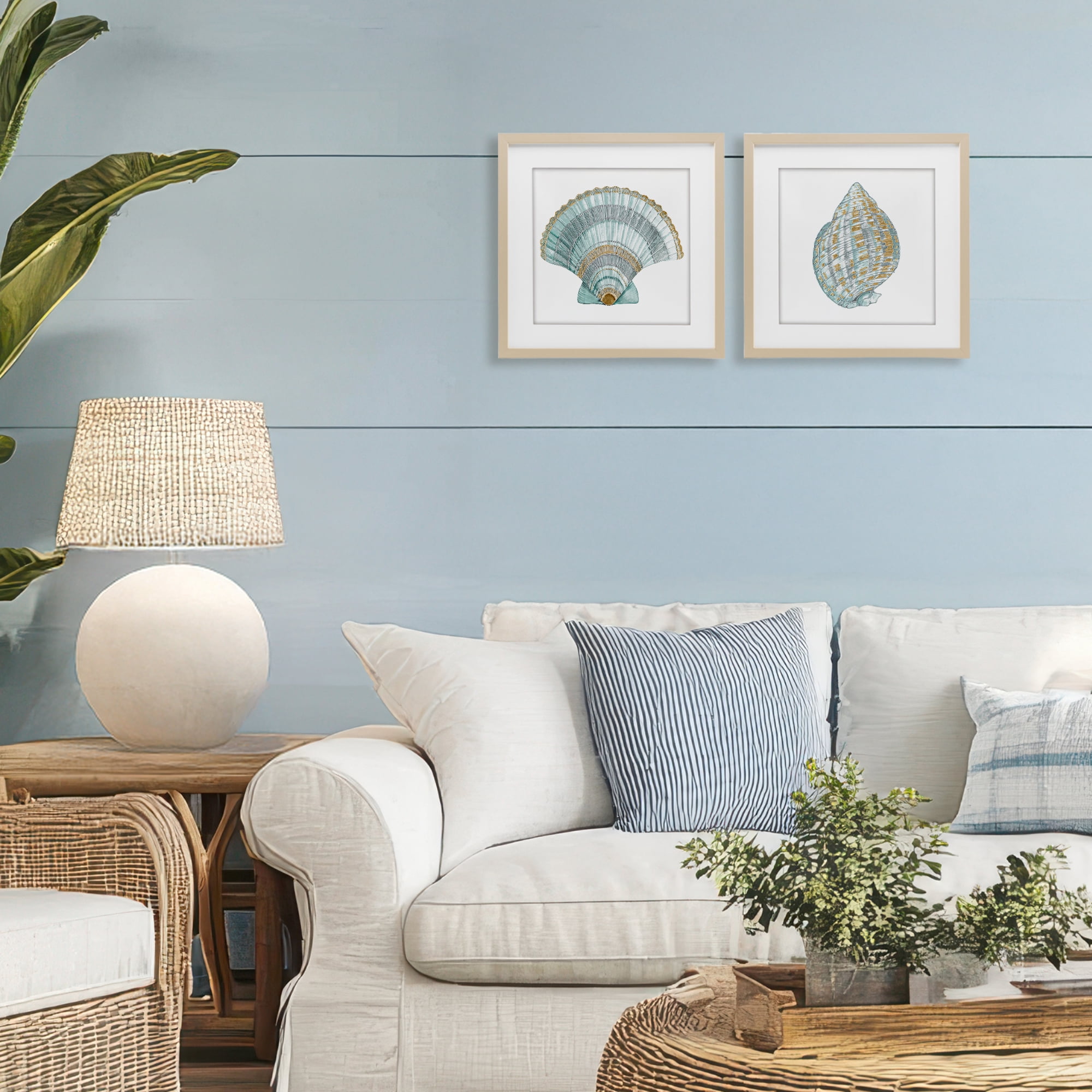 Stupell Industries Regal Clam Shell Duo 2 Piece Birch Framed Print Under Glass Set, design by Lorenzo Collective