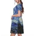 thumbnail image 2 of Naloa The Starry Night Print Womens Summer A-Line Dress with Pockets,Short Sleeve Dresses,Flowy Beach Swing Dress for Vacation Travel, 2 of 6