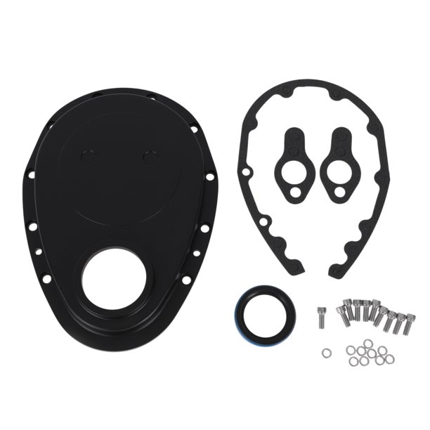 Cubierta de cadena de distribución para Chevy SBC Small Block 265 283 305 327 350 383 Kit de cubierta de cadena de distribución de aluminio pulido con juntas y tornillos