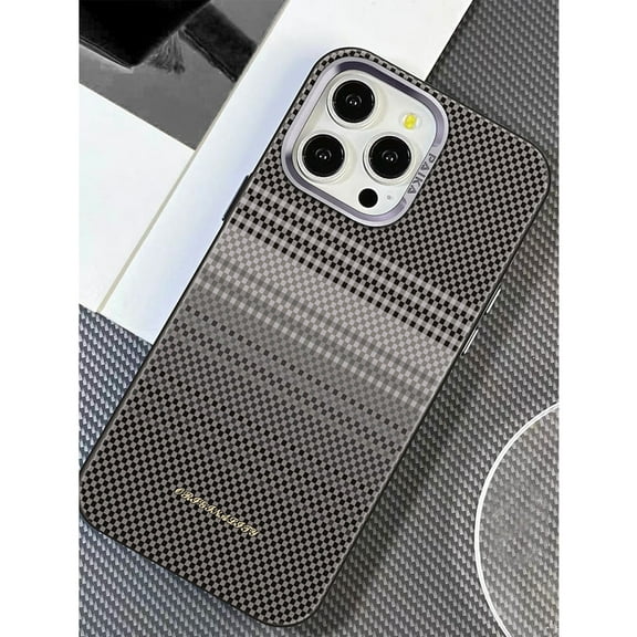 Magnetic For iPhone 15 Pro Max Phone Case,Compatible with Mag-Safe,Gradual Checkerboard Pattern Design,Shockproof Military-Grade Protection Rugged Ultra Slim Thin Fit Phone Case,Black