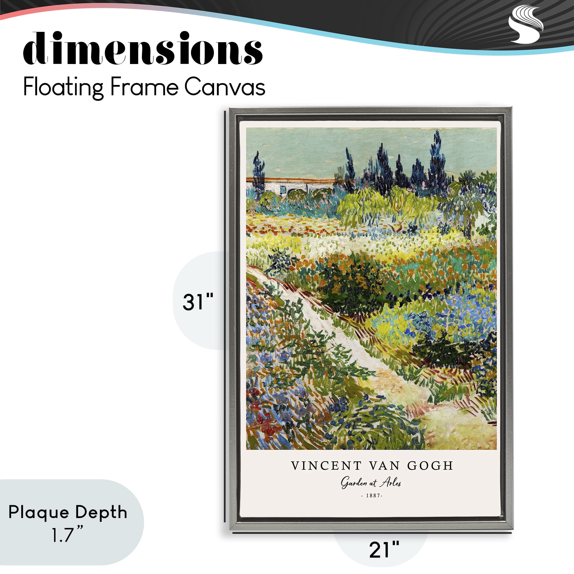 Stupell Industries Classic Garden At Arles Gray Framed Floater Canvas Wall Art, design by Vintage Hustle