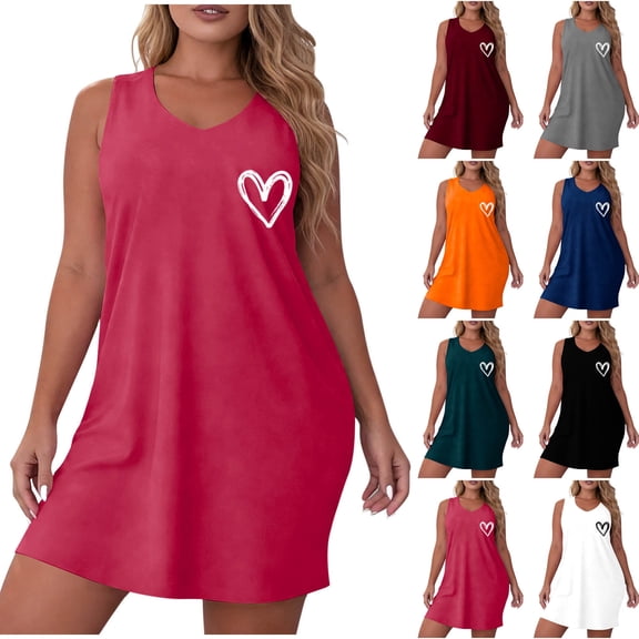 Censtreet Nightgowns for Women Sleeveless Sleepwear Wide Strap Sleep Shirt Printed Tank Sleepshirt S-XXL