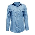 thumbnail image 4 of Yigetop Denim Shirt Women Women's Autumn Solid Color Casual Collar Single Breasted Long Sleeve Denim Shirt Jean Shirts for Women Denim Blue2 L, 4 of 5