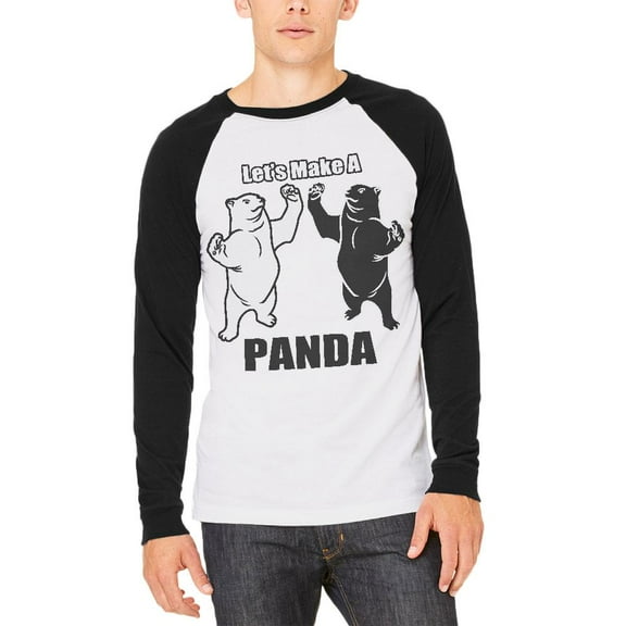 Let's Make a Panda Funny Mens Long Sleeve Raglan T Shirt White-Black SM
