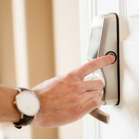 Lockly - Secure Plus Smart Lock Bluetooth Replacement Latch with Touchscreen/Fingerprint Sensor/Key Access/Auto Lock - Satin Nickel