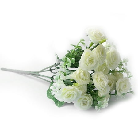 - Roll Heart Silk Artificial Rose Flowers Bouquet With 15 Heads for Wedding Home Decor