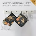 thumbnail image 4 of Yayeee Oven Mitts and Pot Holder Set of 2 Heat Resistant Kitchen Gloves Baking Hot Pad, Retro Watercolor Planet, 4 of 5