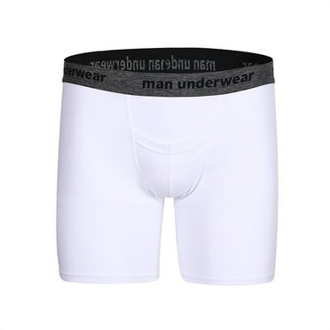CBGELRT Mens Underwear Boxers Briefs Long Leg Sports Shorts Comfort Breathable Anti-Chafing Underpants Trunks M White