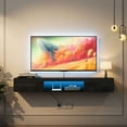 thumbnail image 2 of Aukfa Wall Mounted Floating TV Stand for TVs up to 65" with 16 Color LEDs and Power Outlet, Black, 2 of 8