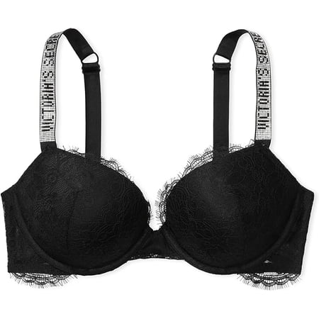 Victoria's Secret Fashion Show '24 Women's Starstruck Shine Strap Push-Up Bra Black Lace 38DD