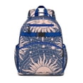 thumbnail image 1 of Mystical Goth Students Backpack with Witchy Astrology Sun, Moon, and Golden Star Print, Gothic Celestial Spiritual Design, Adjustable Straps and Large Capacity, 1 of 6