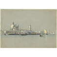 thumbnail image 2 of William Stanley Haseltine 14x11 Black Ornate Wood Framed Double Matted Museum Art Print Titled: View Across the Giudecca Canal Toward the Salute and the Campanile of San Marco (C. 1875), 2 of 5
