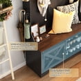 thumbnail image 5 of ChVans 75''H LED Farmhouse Hall Tree w/ Bench & Shoe Storage, Black Hall Tree Entryway Bench w/ Coat Rack, 12 Shoe Cabinet, Umbrella Holder&Sock Storage Drawer, Mudroom, Hallway, 5 of 6