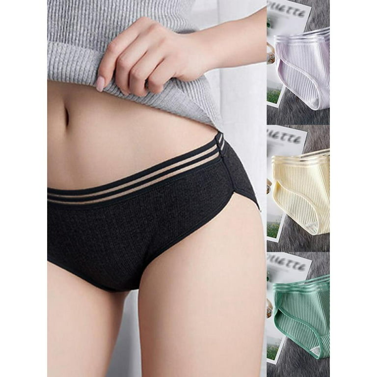 SweetCandy Japanese Girl Sweet Line Ladies Mid-Waist Large Size Underwear  Simple Breathable Cotton Crotch Briefs Listing