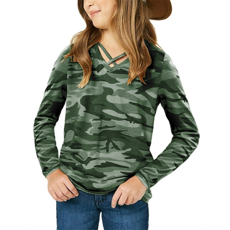 Girls camouflage tops sales