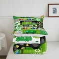 thumbnail image 4 of Cartoon Garbage Truck Bedding Comforter Sets King,Colorful Trash Can Cute Green Cars Trees Bedding Set for Bedroom,Watercolor Abstract Stripes Geometric Art Decor, 4 of 6