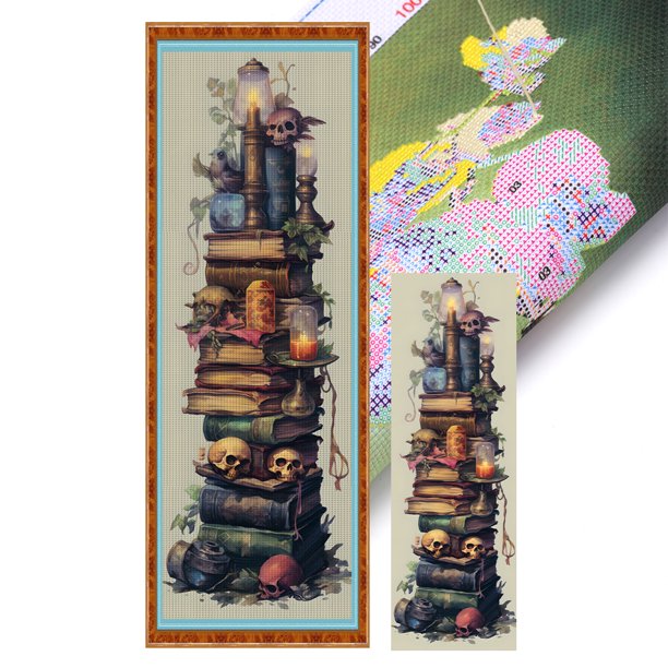 Hilo Algodón Ecológico Bordado Libro Impreso 11CT Kit Punto Cruz Arte 30x80cm