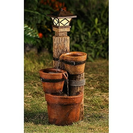 Solar Water Fountain 3-Tiered Antique Pots Outdoor Garden Decor