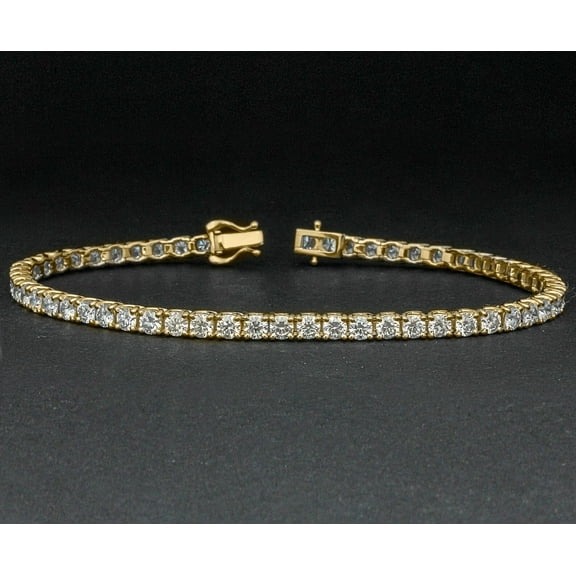 5 Ct Women's Tennis Bracelet White Moissanite Round Cut 14K Yellow Gold Plated