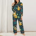 thumbnail image 2 of Pajamas for Women Sets, cartoon Dinosaur leaves Lounge Sets Long Sleeve Button Down Night Shirts Sleepwear Pjs, 2 of 6