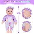 thumbnail image 3 of Aijohnny 12" Baby Doll with Flower Pattern Backpack Carrier, Baby Doll Set with Clothes and Accessories Hanky Pacifier Bottle Diaper Toy for Baby Toddler Age 3+, 3 of 7