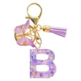 thumbnail image 2 of Personalized Resin Initial Letter Keychain for Women, Custom Name Accessory with Purple Tassel, Durable Epoxy Material for Wallet Backpack Car Keys, Gift Idea, 2 of 4