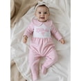 thumbnail image 3 of BemeyourBBs Newborn Baby Girl Little Sister Outfit Plaid Footied Romper Little Sis Bow Embroidery Long Sleeve Doll Collar Full Length Footed Jumpsuit Cute Infant Girls Spring Fall Winter Clothes, 3 of 9