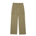 thumbnail image 1 of Timegard Pants for Women Straight Leg Solid Color Cargo Pants Lounge Pants with Pockets Fall Outdoor, 1 of 5