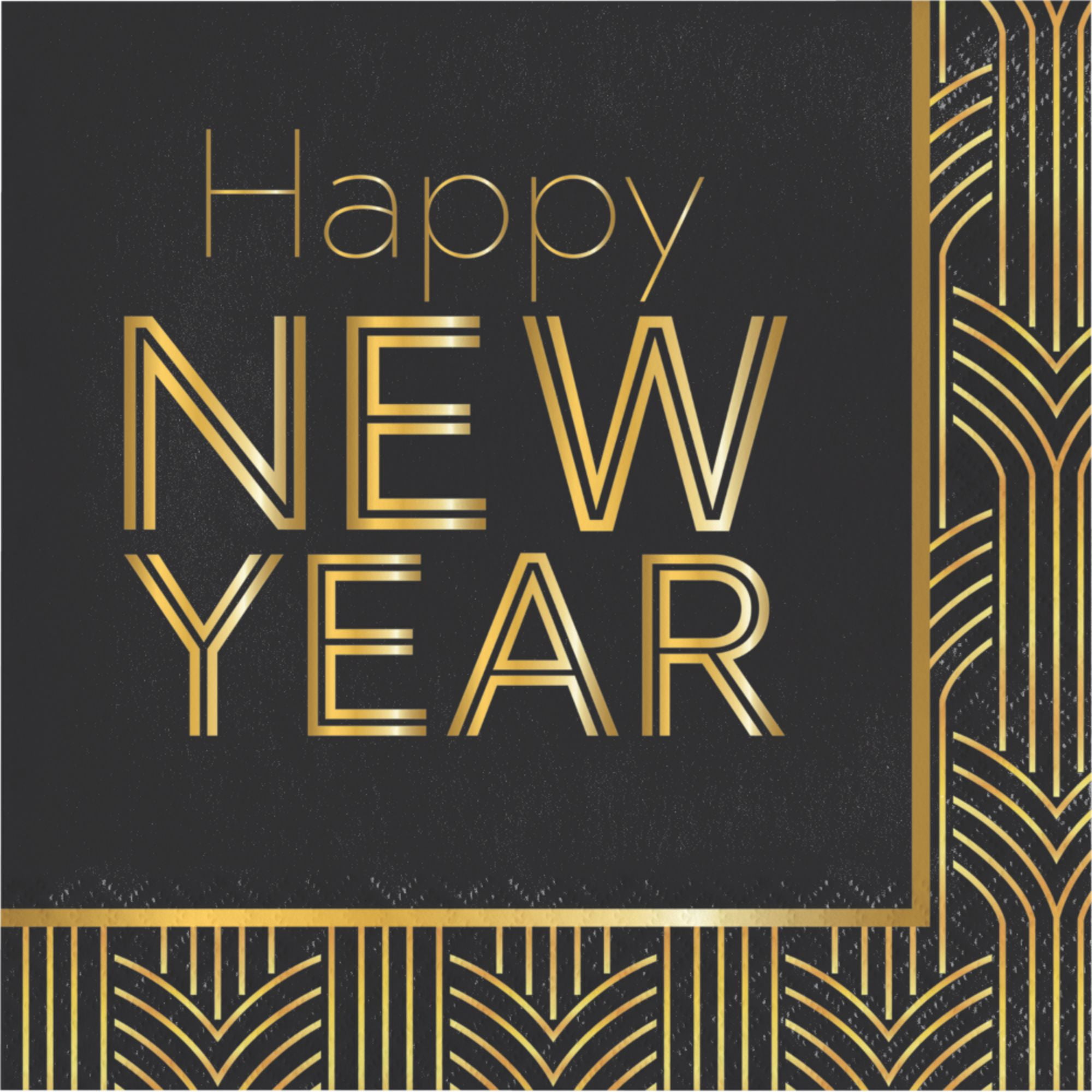Art Deco New Years Eve 16 Ct Luncheon Napkins Happy New Year