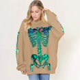 thumbnail image 2 of Tisuna Halloween Sweatshirt For Women Cute Skeleton Print Crewneck Sweatshirt Ladies Long Sleeve Halloween Everyday Wear Fall Tops Clothes Size M, 2 of 5