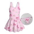 thumbnail image 4 of Uorisanigo Pink Bow Girls Swimsuit One Piece Back Strap Beach Swimming Suit Sleeveless Swim Dress Pool Party, Size 3-4, 4 of 6