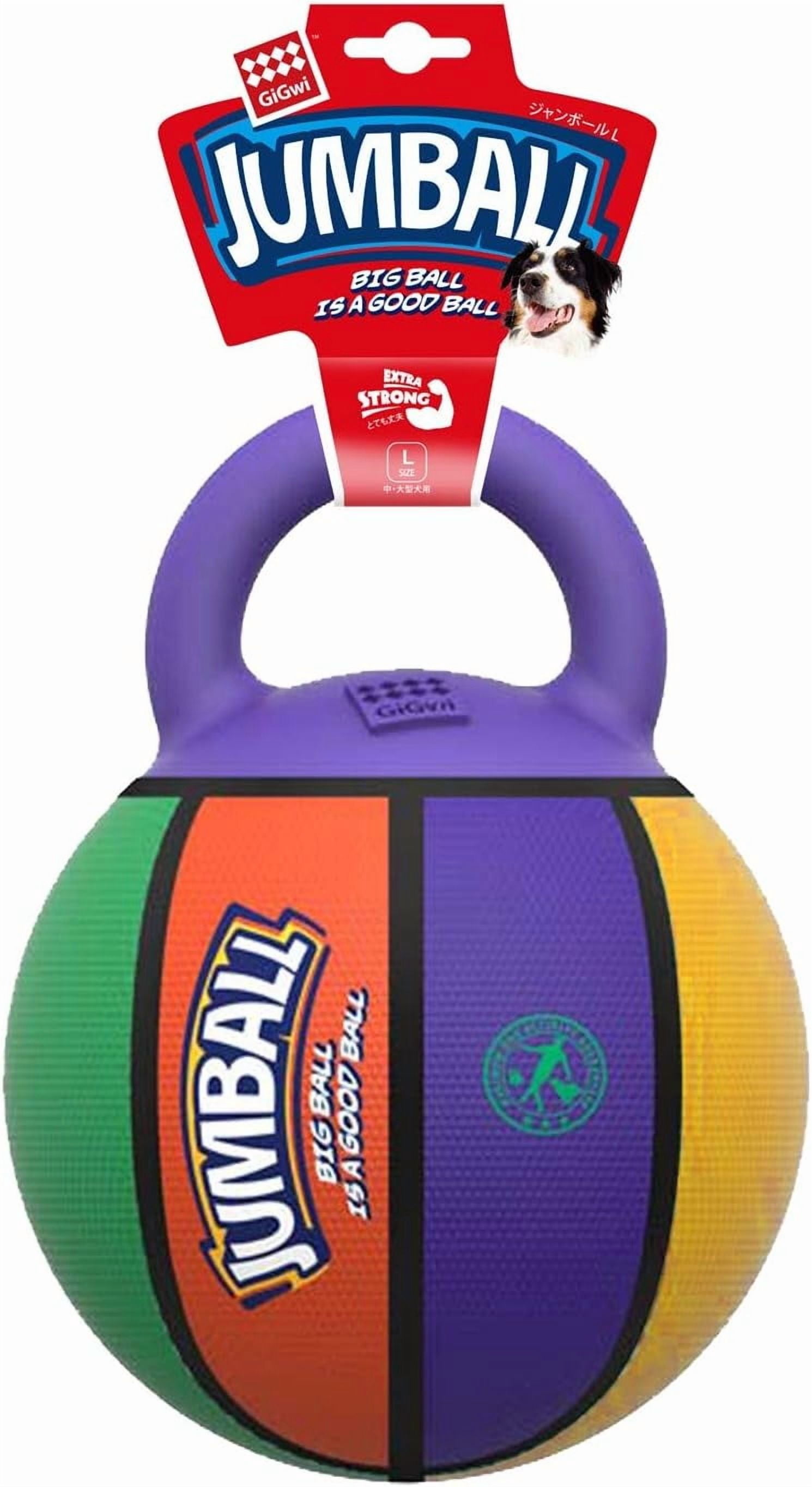 GiGwi Jumball Rubber Basketball Dog Toy with Handle High Visability Throw Fetch Toy Dog Ball