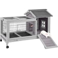 thumbnail image 1 of Aivituvin Rabbit Hutch Indoor and Outdoor, Rabbit Cage with Removable Wire Netting and Leak Proof Tray, Mobile Bunny Cage with Wheels, 1 of 9