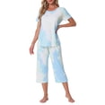 thumbnail image 2 of CONJUNTO DE PIJAMA PARA MUJERES INSPIRE CHIC Tie Dye de Manga Corta y Pantalones Capri con Bolsillos XL Verde, 2 of 6