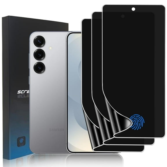 ZYQEEE Privacy Screen Protector for Samsung Galaxy S25 Plus, Anti-Spy Flexible TPU Hydrogel Film for Galaxy S25 , Support Fingerprint Unlock,Curved Coverage, 3 Pack