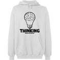 thumbnail image 2 of OXI Hoodie Sweatshirt - Thinking Please Be Patient, Basic Casual Hoodie for Men's and Women Fleece Hoodie Long Sleeve - White X-Large, 2 of 3