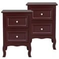 thumbnail image 3 of 2pcs Country Style Side Table, Nightstand with 2 Drawers, Bedside Tables with Wood Frame, Mid-Century Modern Nightstand with Storage, Bed Side Table & Night Stand End Table, Set of 2, Brown, 3 of 7