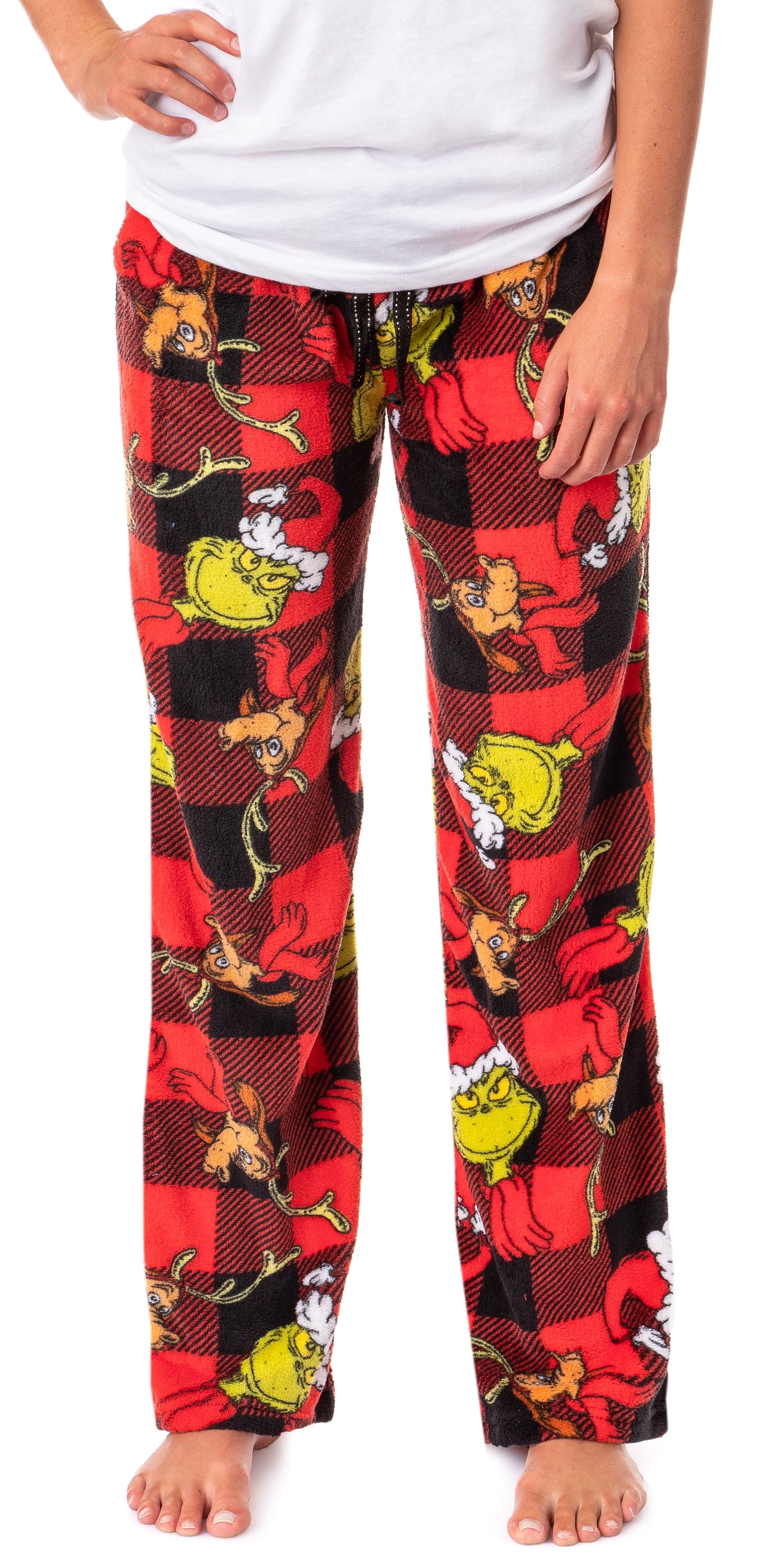 Dr. Seuss Women's The Grinch And Max Buffalo Plaid Fleece Pajama Pants ...