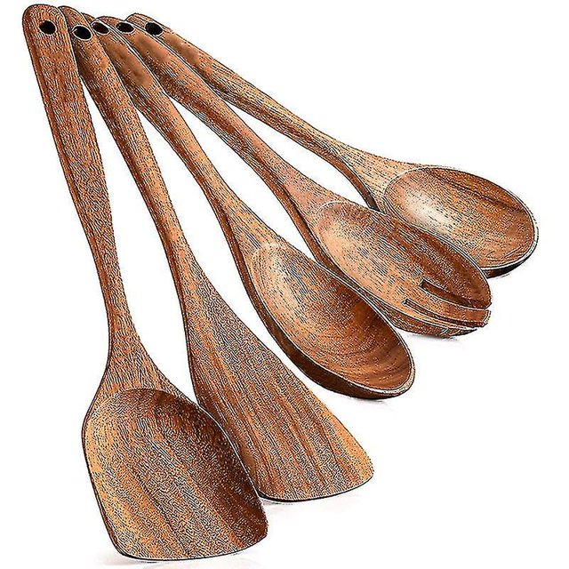 Utensilios de cocina de madera: cucharas de madera compatibles con la cocina, juego de madera de 5 ShuxiuWang 8390606103949